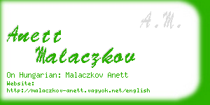 anett malaczkov business card